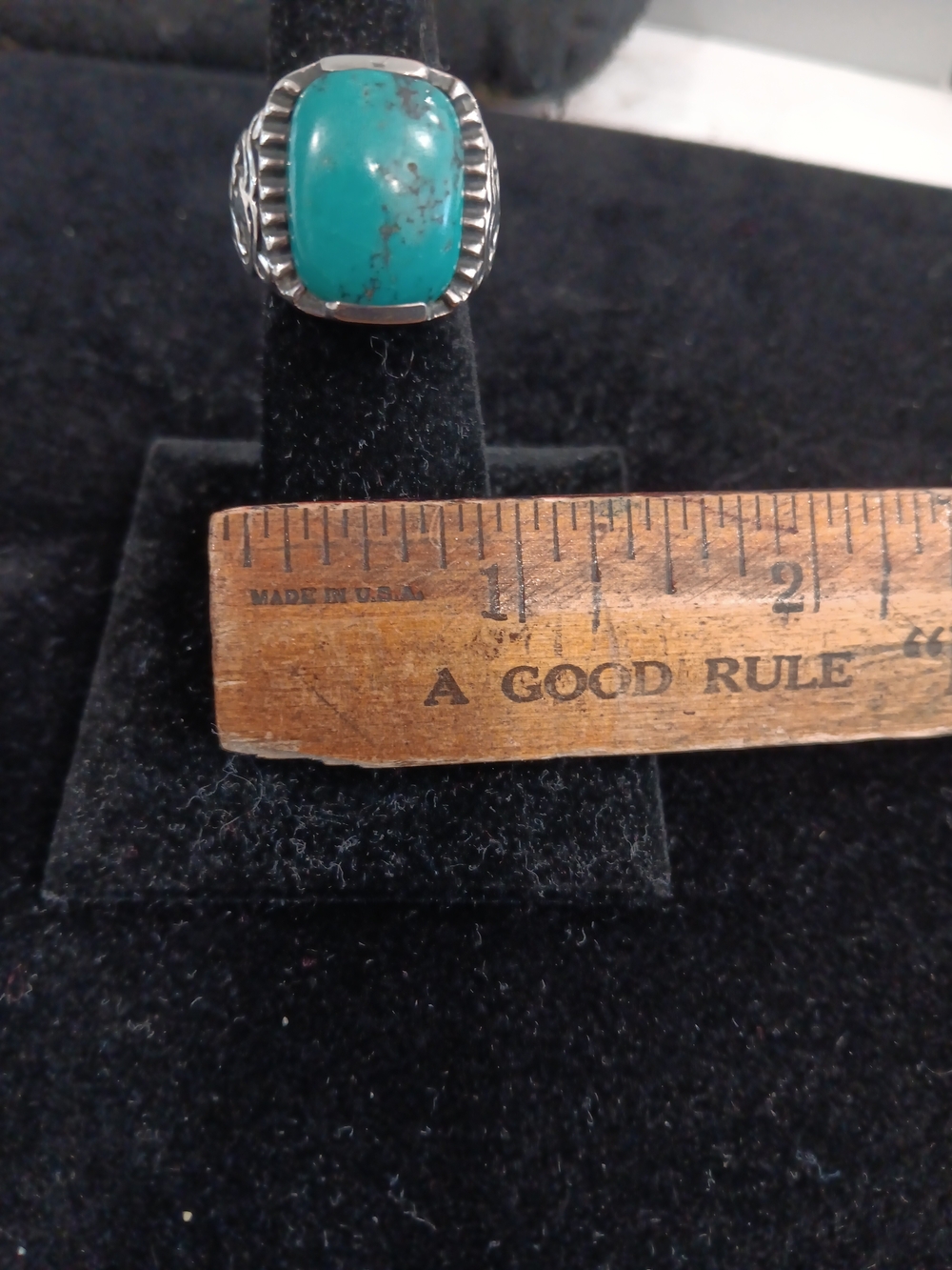 Source Unknown Turquoise Blue Stone Sterling Silver Ring .925 India App. Size 5